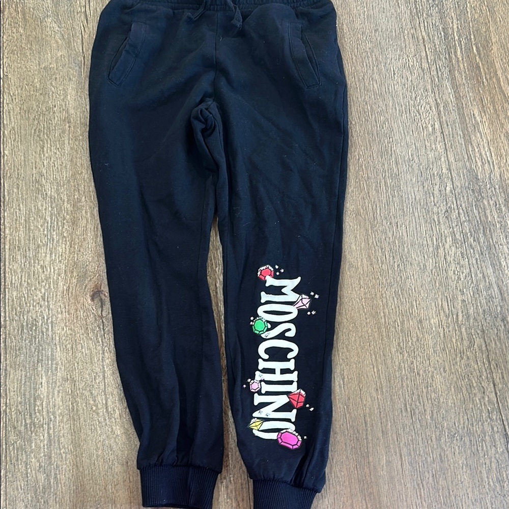 Moschino Kids Black Joggers with Colorful Logo